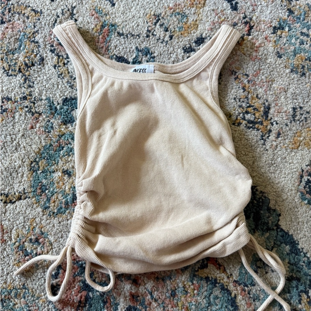 Princess Polly Beige Ribbed Knit Top